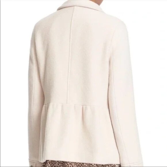 Joie Yara Wool Peacoat Peplum New Cream Ivory Beige M Military Officer Coat - Picture 4 of 11